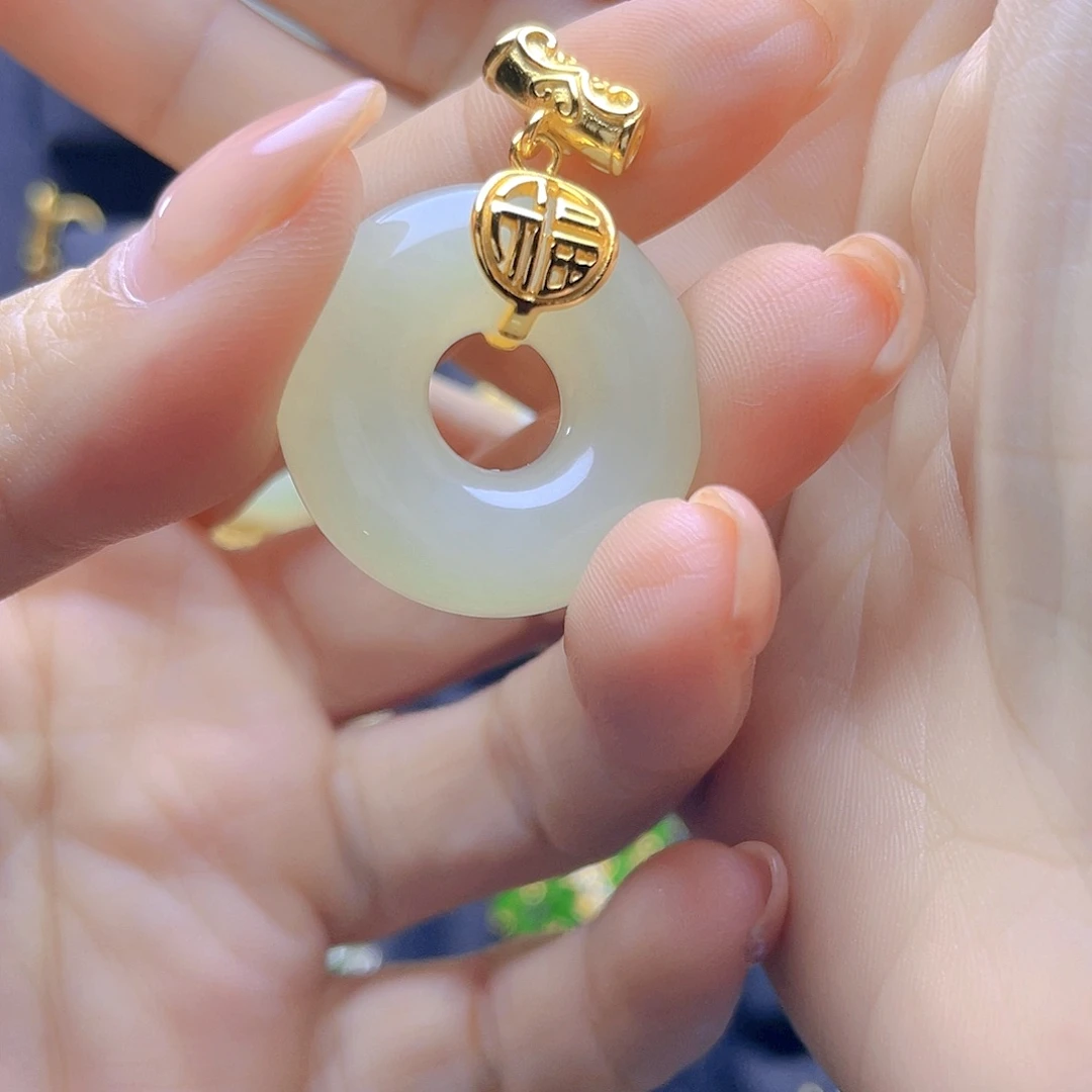 和田玉银S925镀金镶嵌颈饰