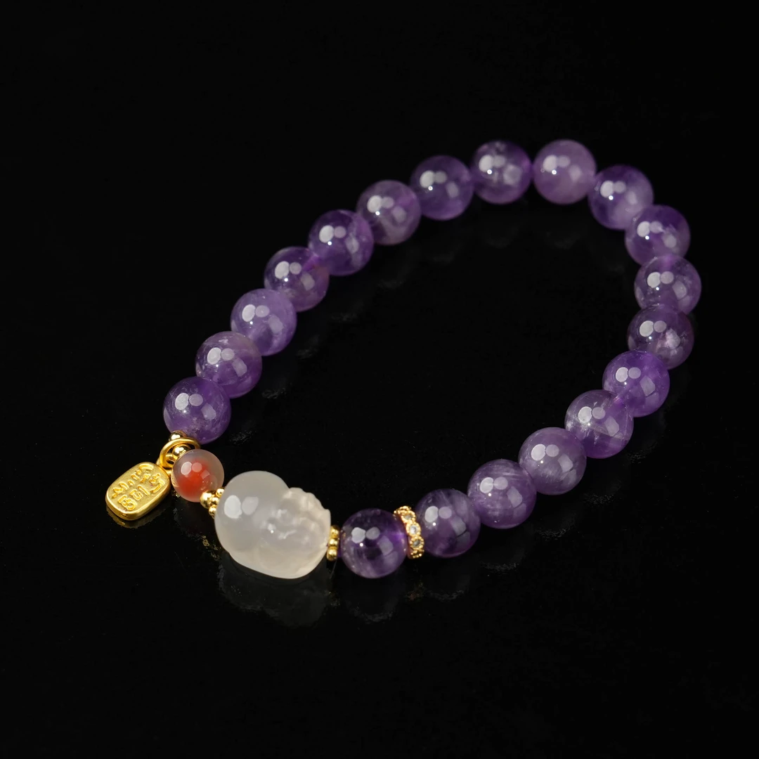 紫水晶+盐源玛瑙貔貅手串 多样性发一 -CB128（卡径：8.2mm）