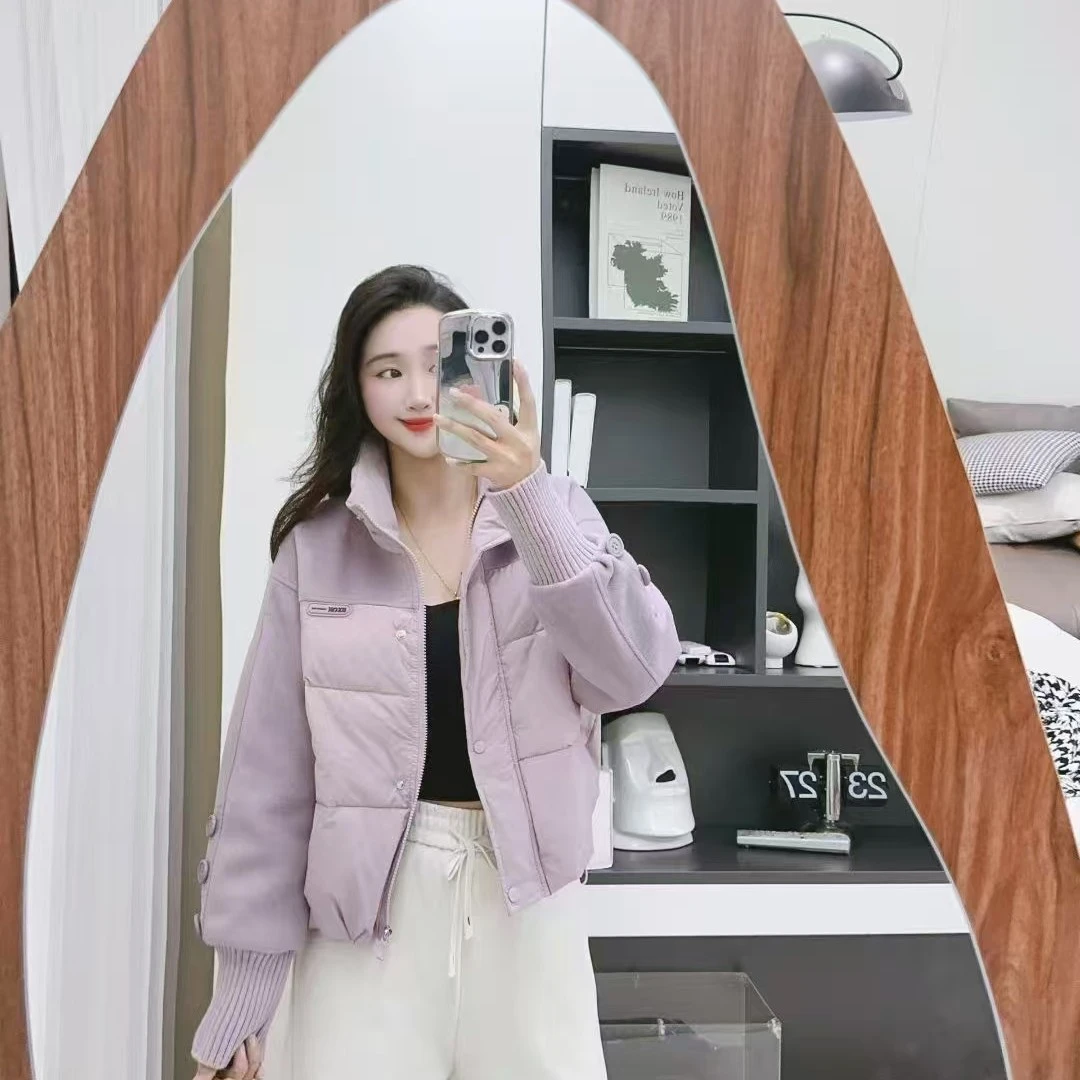 【十姐妹】冬季新款拼接立领短款棉服女时尚显瘦保暖洋气棉袄外套