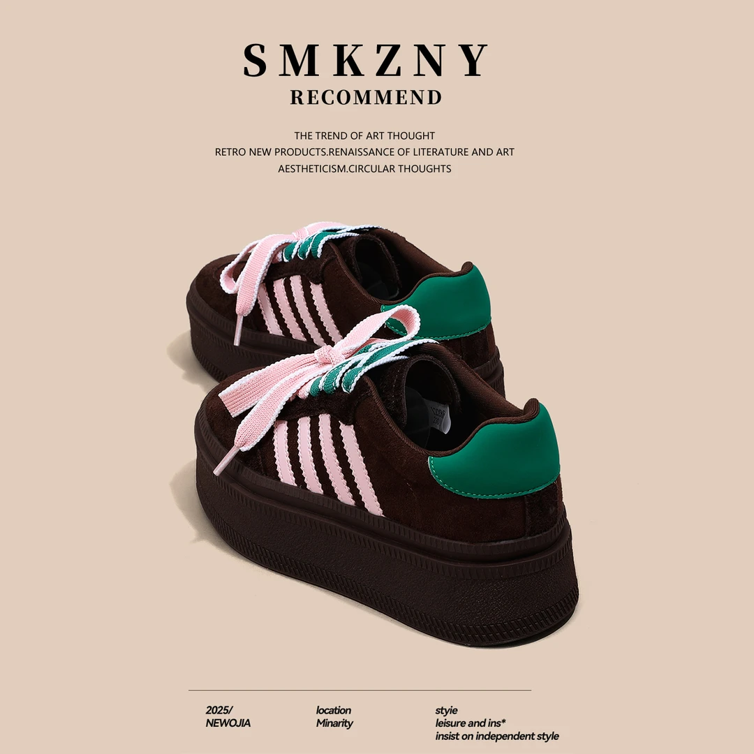 真皮厚底德训鞋女2025秋季新款休闲板鞋增高巨好看户外软底运动鞋