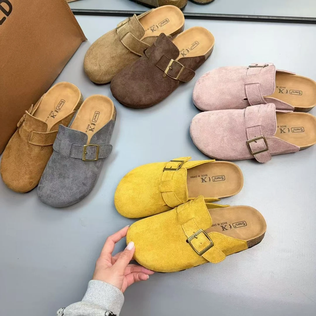 平底外穿包头拖防滑勃肯鞋一脚蹬复古休闲博肯鞋女百搭钓鱼半拖鞋