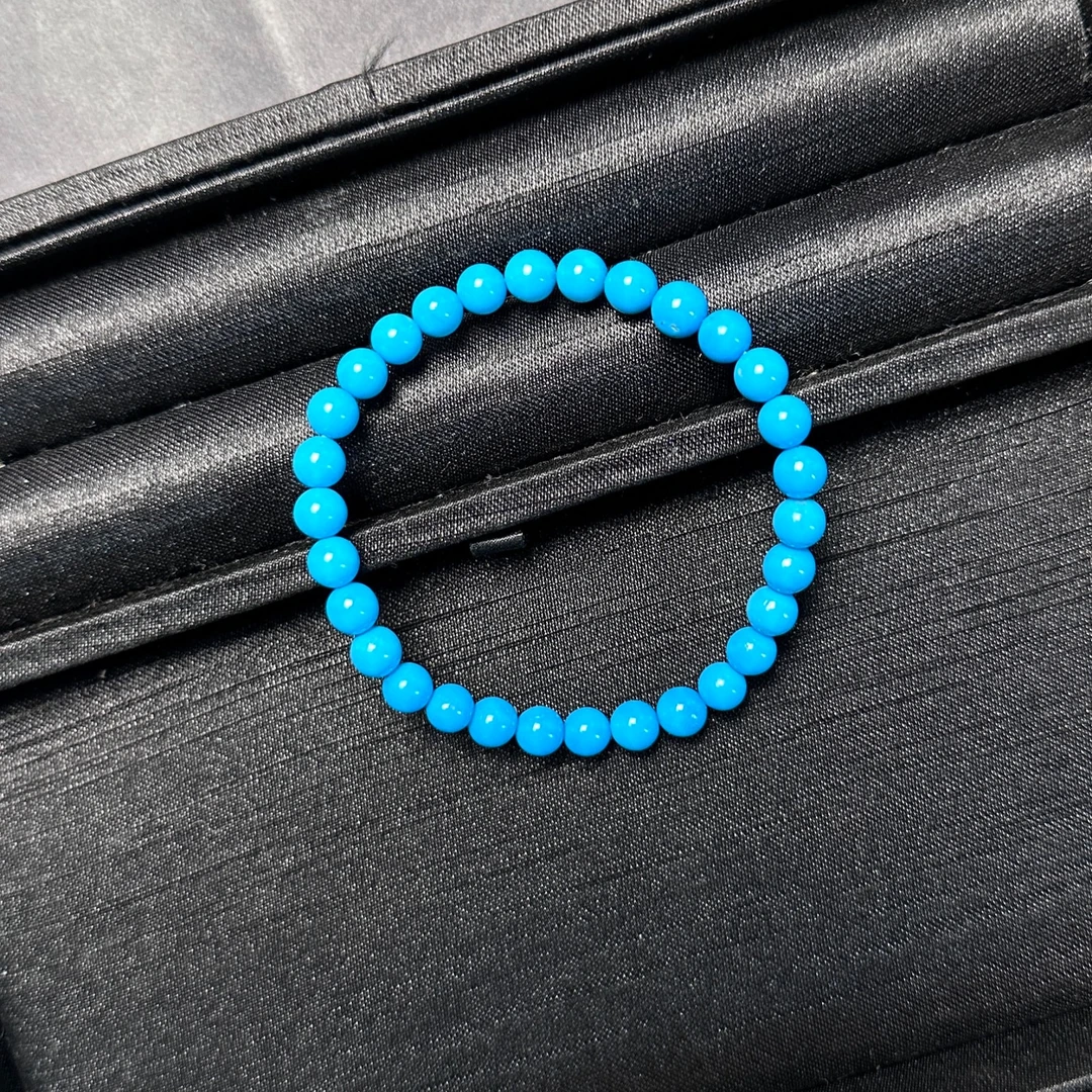 【米迦珠宝新品】6mm暴力蓝美国松素手串绿松石