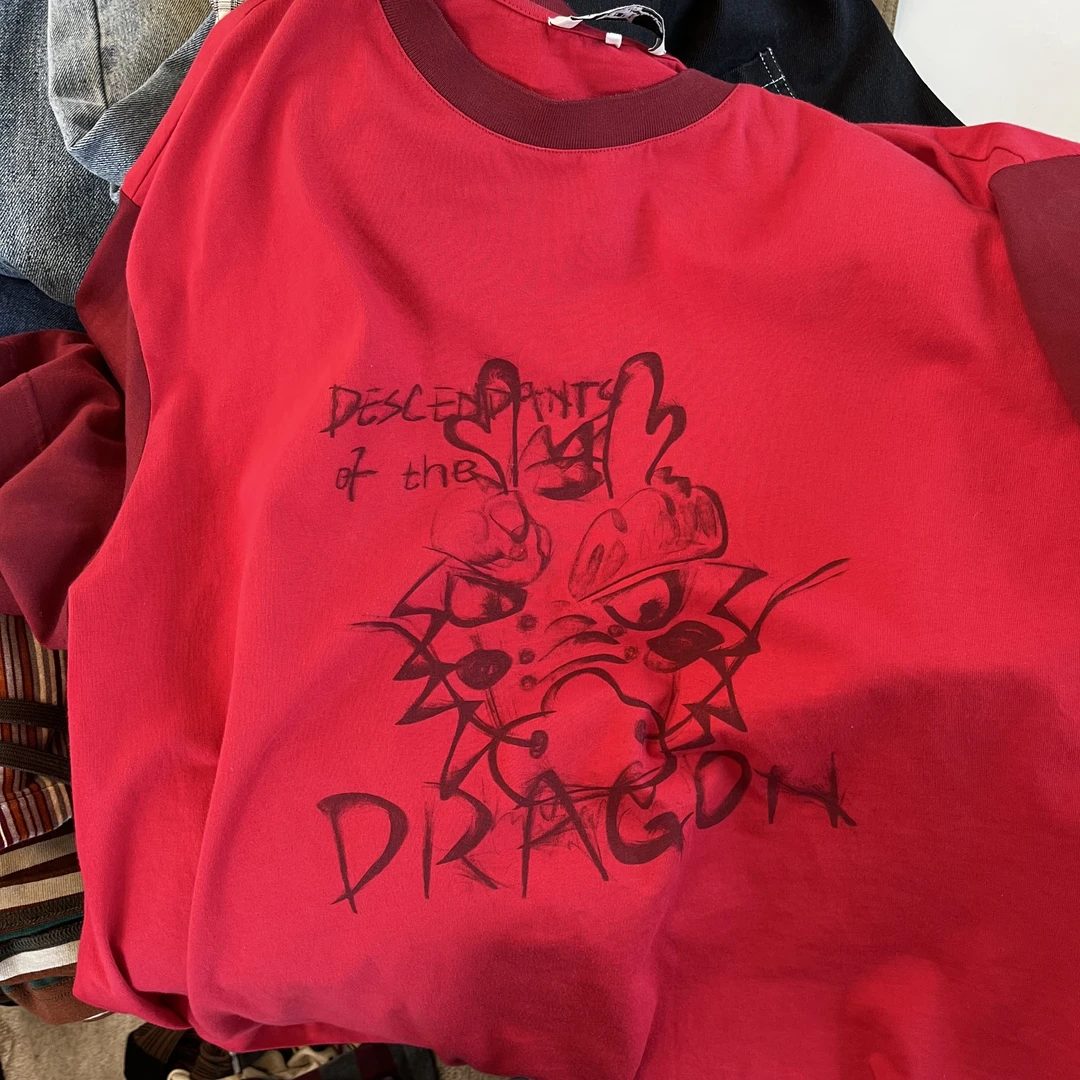 小小苏红色T衣服上衣短袖;ECF12052