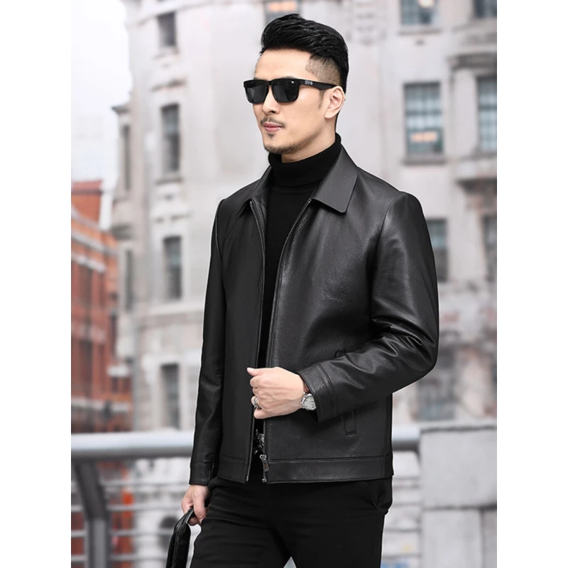 【海宁正品】2025春秋款真皮皮衣男式高档羊皮经典时尚商务休闲外套
