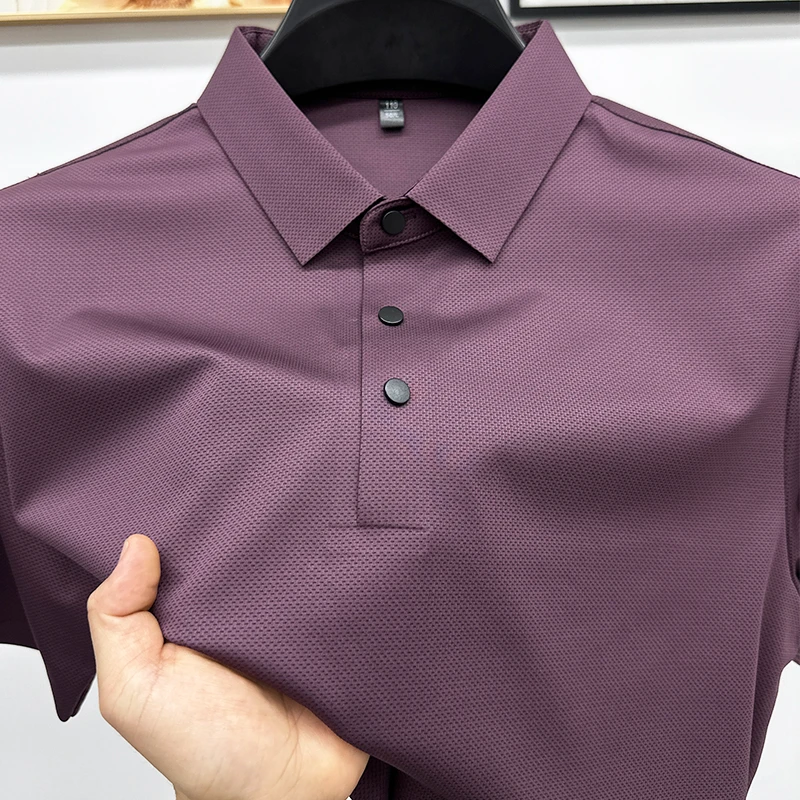 CATIA SELI新款男士夏季短袖t恤无痕下摆开叉POLO衫速干凉感半袖