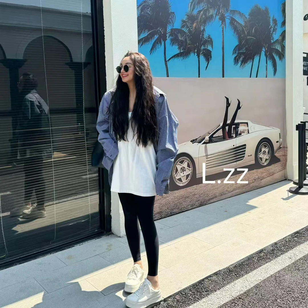 『LZZ』2025春季新款时尚百搭简约显瘦欧若风宽松大版格子垫肩衬衣