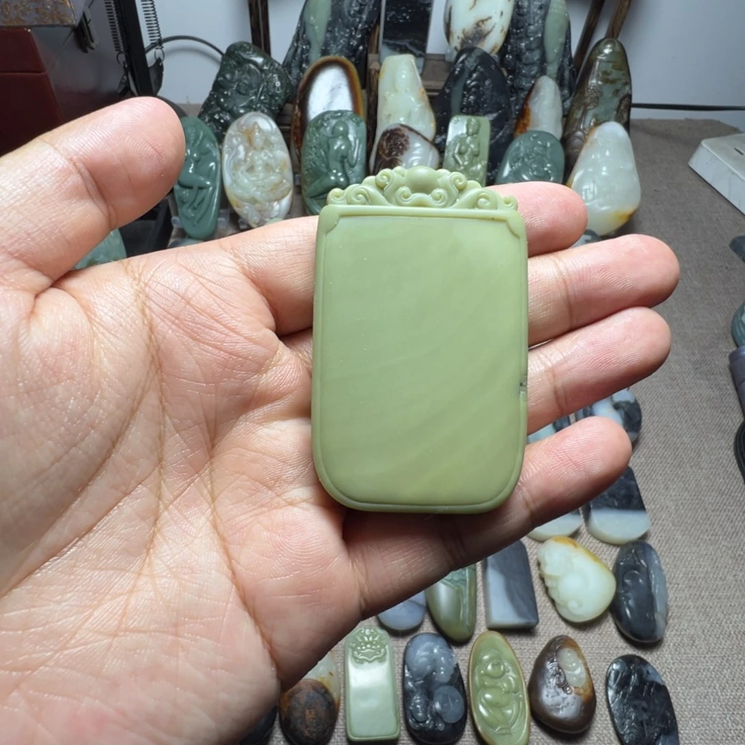 和田玉未镶嵌挂件无事牌