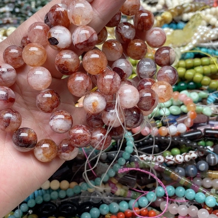 玛瑙/玉髓合金珠宝半成品一条14mm红椒花手串