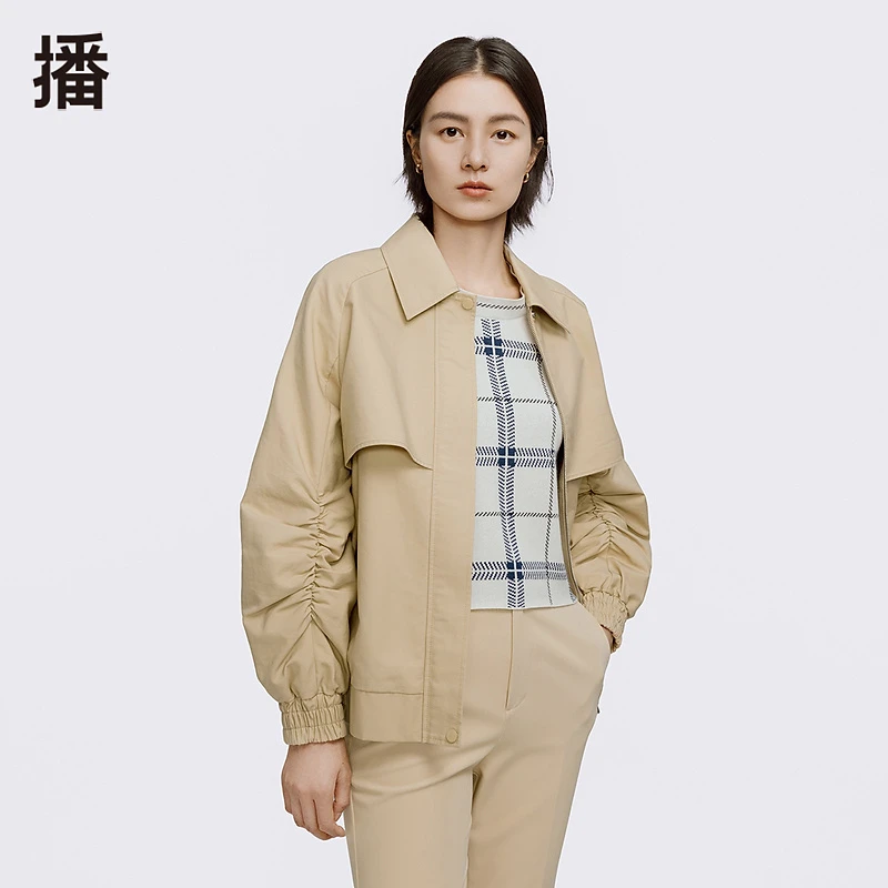 0048【赵老板专属】播春秋季复古工装风抽褶设计短外套BDQ1WD0048