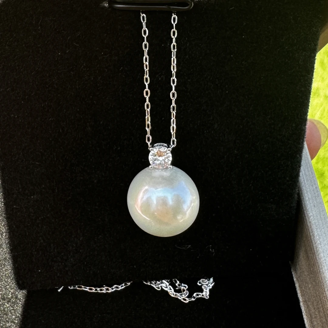 头档特选｜12-13mm正圆极光爱迪生戴妃款吊坠s925银链