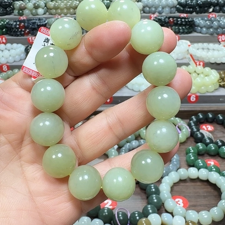 未镶嵌手链和田玉新疆若羌青黄口料青花卡16