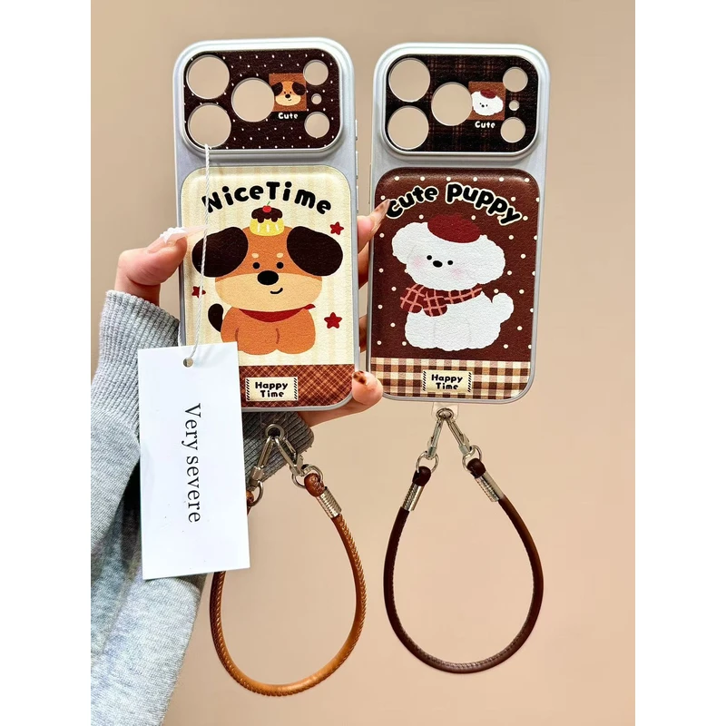 秋冬可爱拼格波点围巾狗狗手绳适用苹果17promax手机壳15iphone16