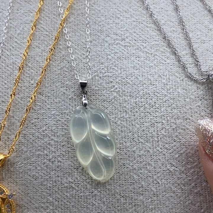 岫玉吊坠吊坠银S925镶嵌