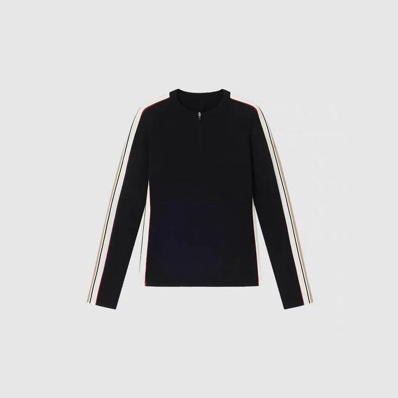 撞色竖条纹显瘦套头针织衫3802