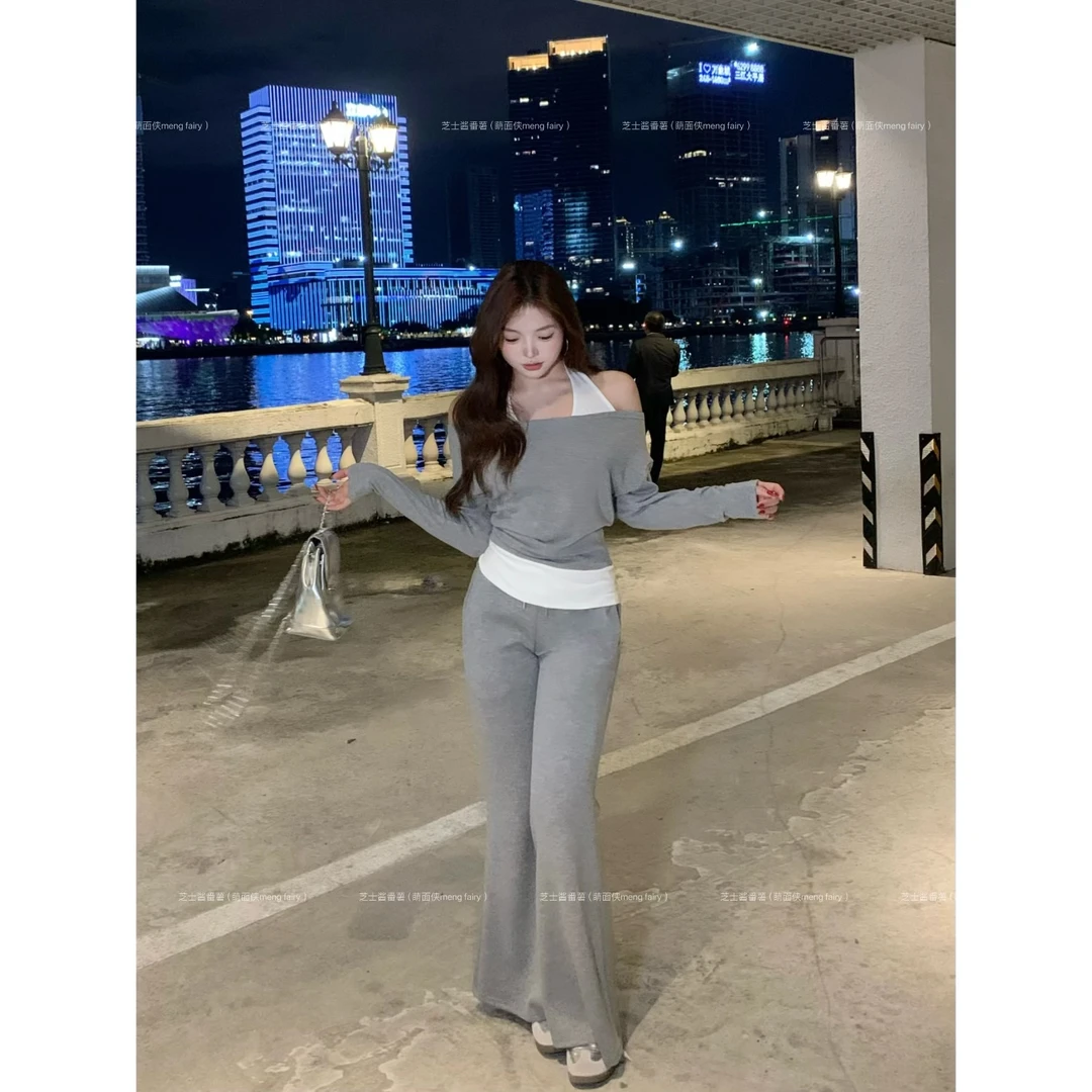 萌面侠芝士【漫氧柔裤】设计感抽绳休闲长裤出游服装女6419流光风