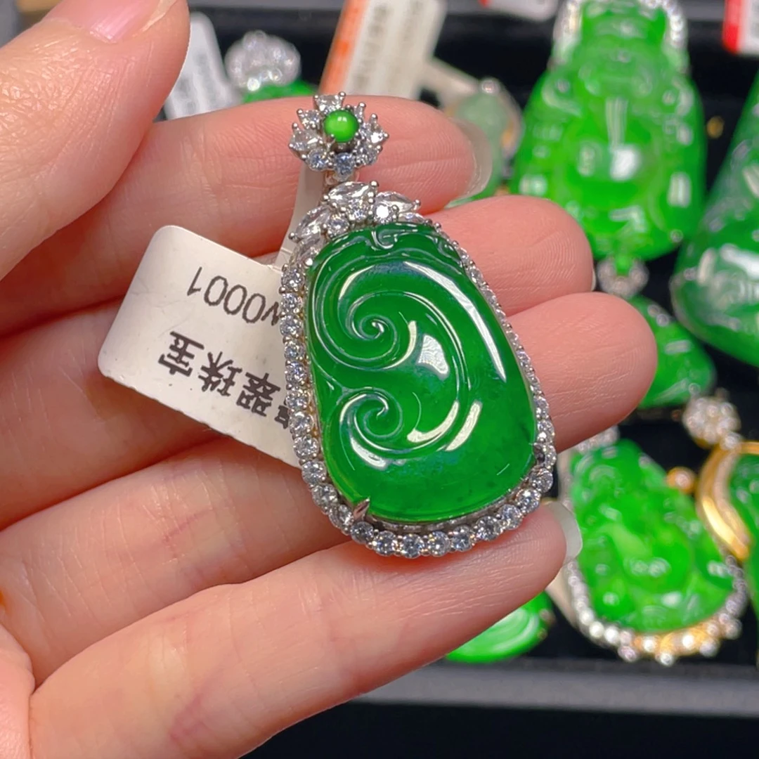 翡翠银S925镶嵌吊坠(不含链)