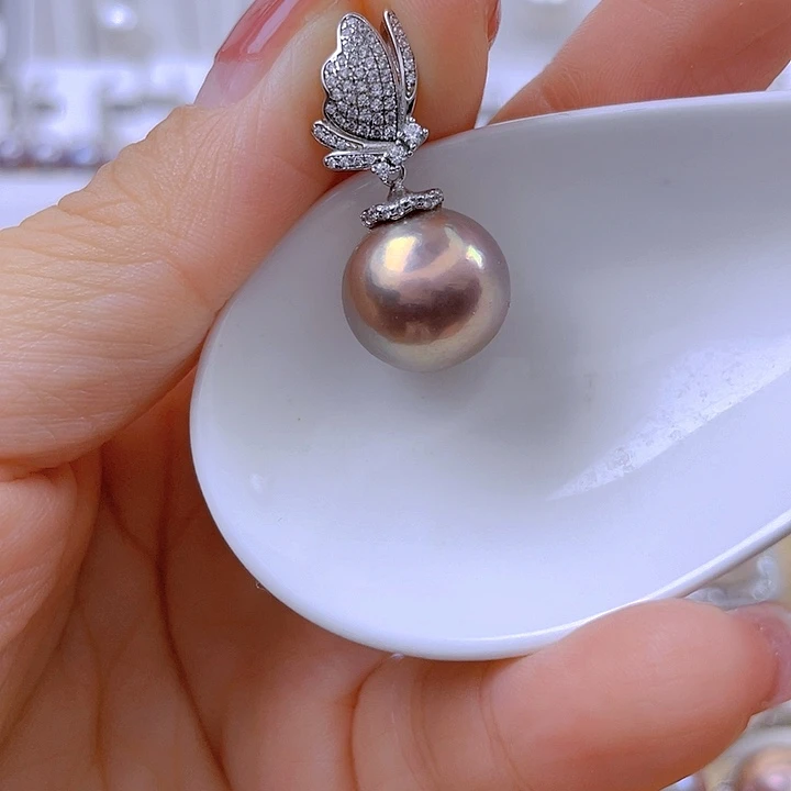 淡水珍珠银S925镶嵌吊坠(赠链)