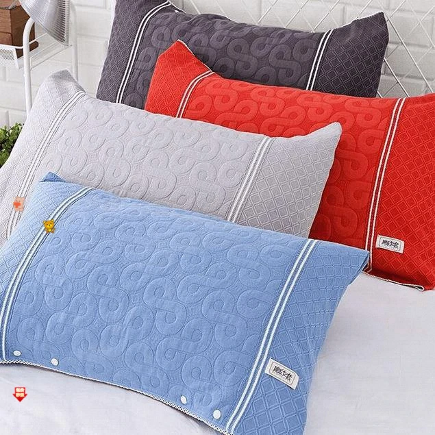 枕头带扣子的枕巾魔术枕套卡扣式高档一条装家用乳胶枕套记忆