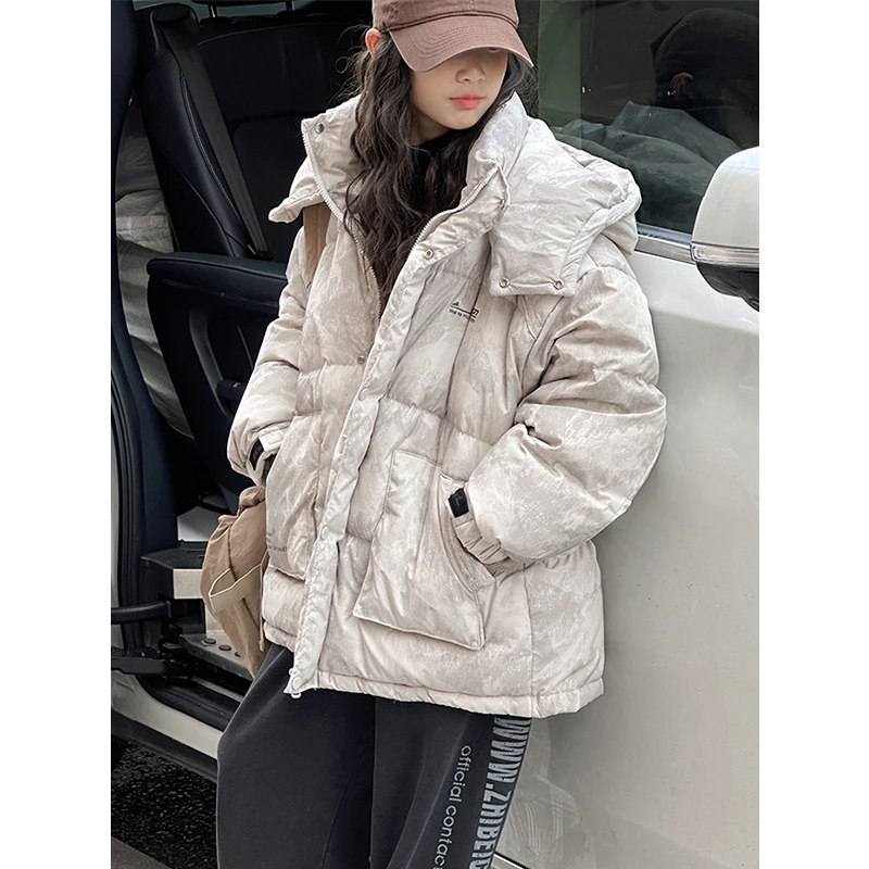 K27343孙小美扎染女童羽绒服冬装大童工装加厚外套潮