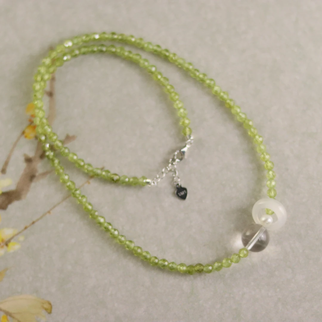 ZC10A68236[原创]【中秋专款】橄榄石白水晶项链（多样性发货)
