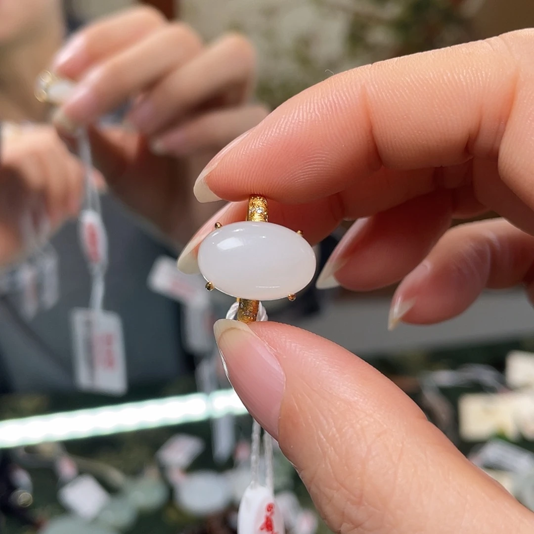 和田玉银S925镶嵌戒指