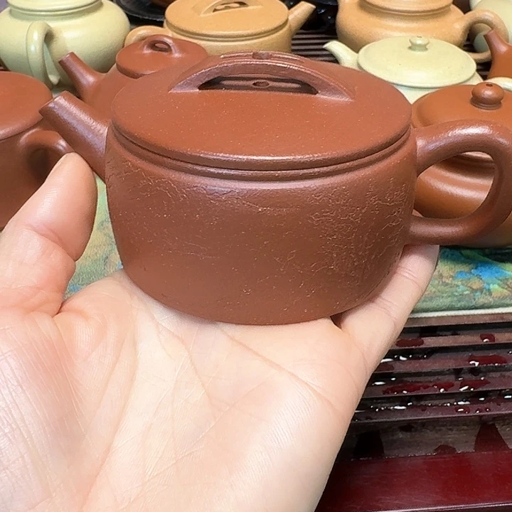 紫砂茶壶红降坡半手工