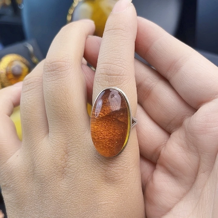 琥珀银S925镶嵌裸石