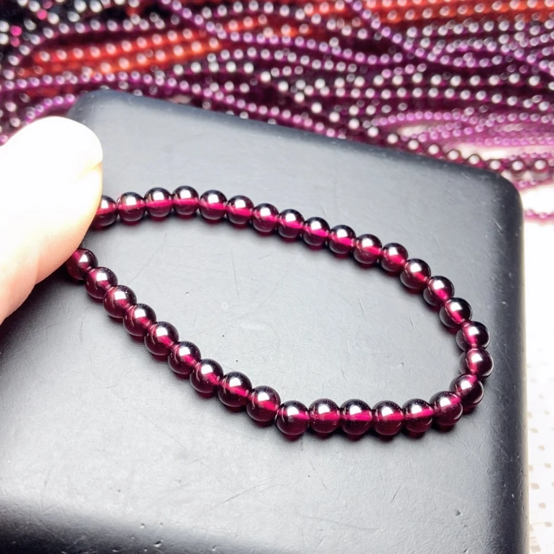 石榴石手链未镶嵌5酒红色毕业级