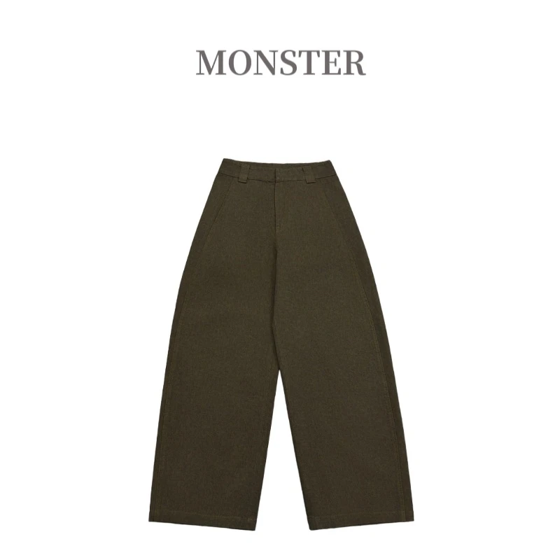 2025早春新品 复古潮流 麻感肌理色织直筒女休闲裤 B00540