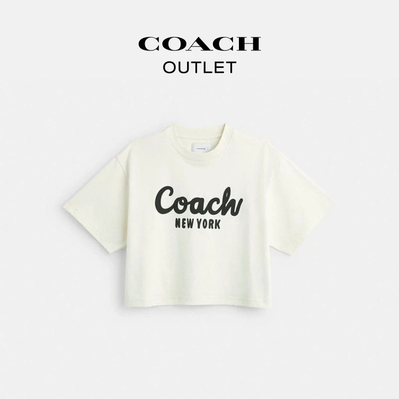 COACH/蔻驰奥莱 草书体经典标志短摆T恤休闲