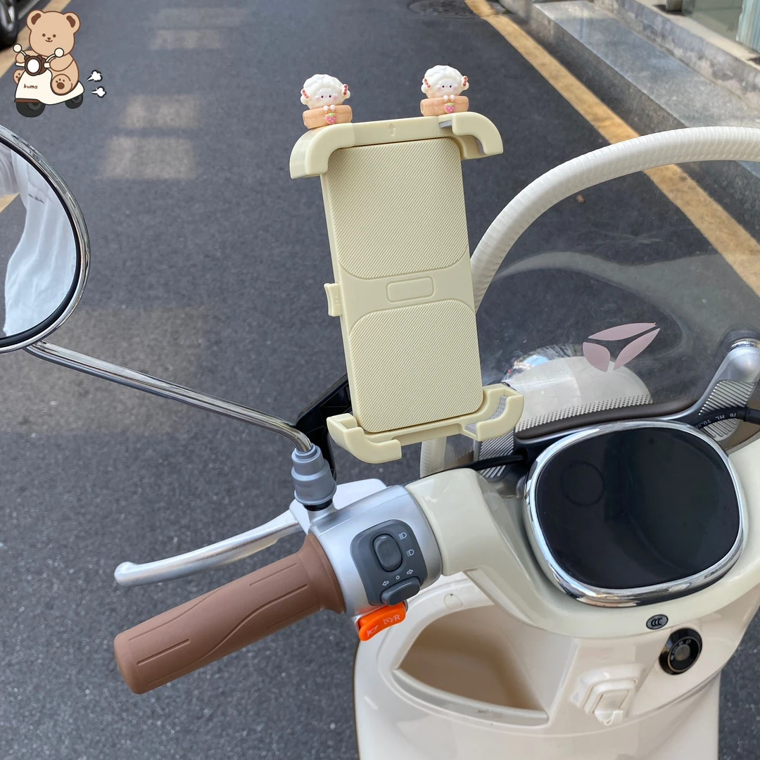 电动车后视镜手机支架外卖骑行导航支架电瓶摩托车防震防抖手机架