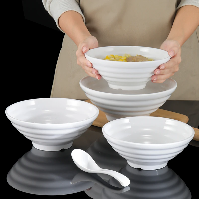 密胺白色牛肉面碗粉店仿瓷麻辣烫碗塑料馄饨汤粉碗拉面碗面馆商用