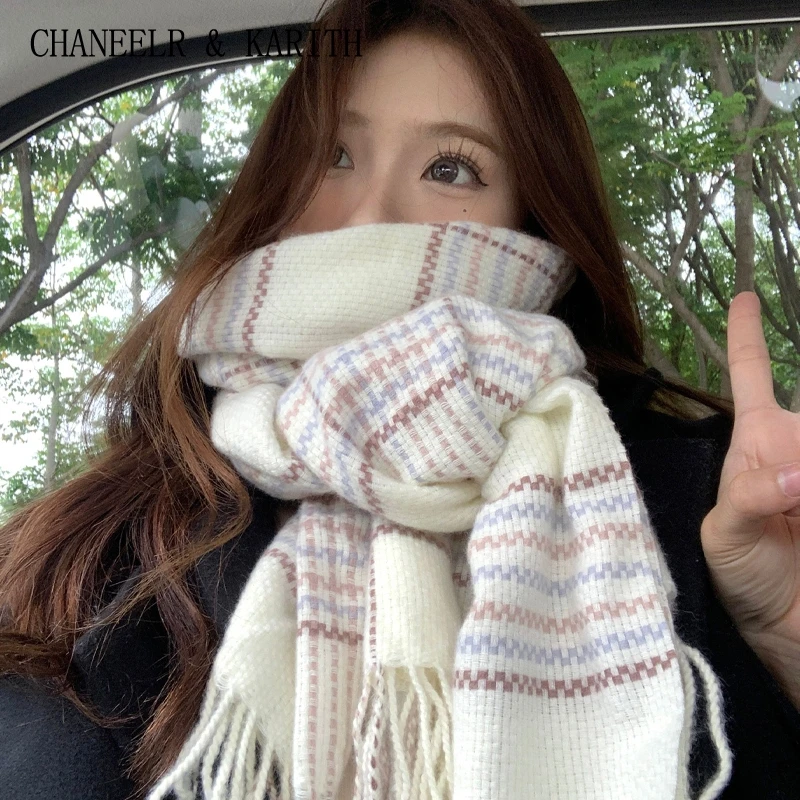 CHANEELR & KARITH围巾女2025新款冬季高级格子加厚保暖披肩围脖