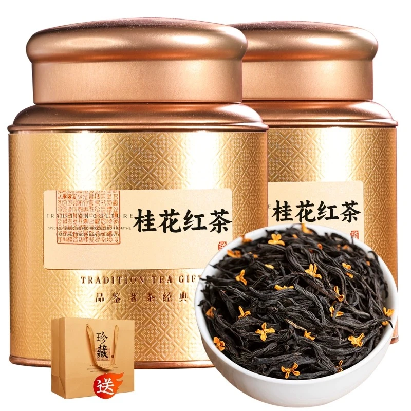 拾峰桂花红茶正山小种2024新茶野茶古法窖制浓香型罐装礼盒装250g