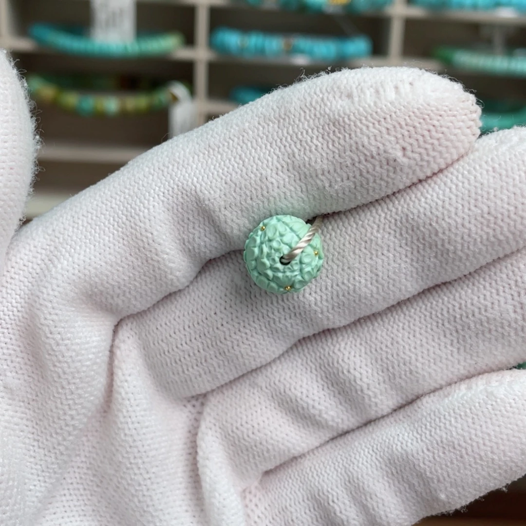 e***n绿松石未镶嵌菜籽黄牡丹花珠4