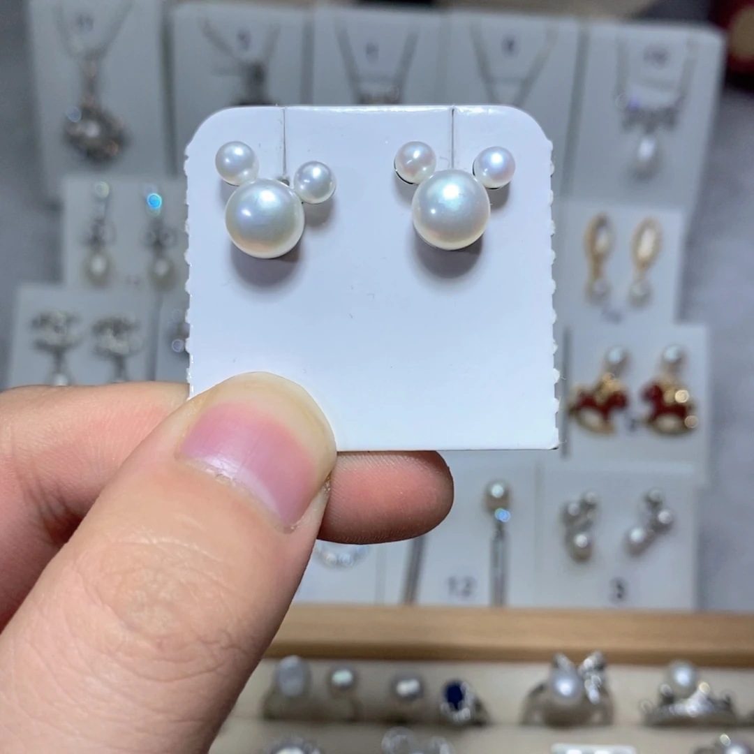淡水珍珠耳饰银S925镶嵌