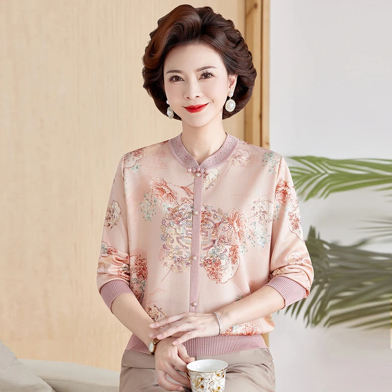 妈妈装秋款针织衫气质洋气时尚宽松薄款秋装内搭中老年女长袖