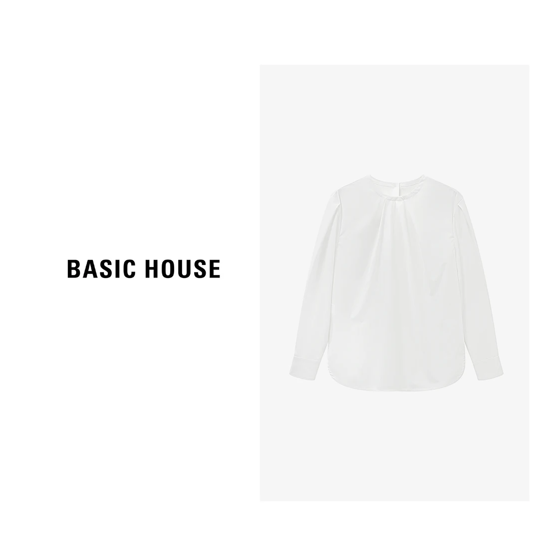 Basic House/百家好新款宽松时尚休闲通勤韩系女衬衫-B0625B5BTQ2