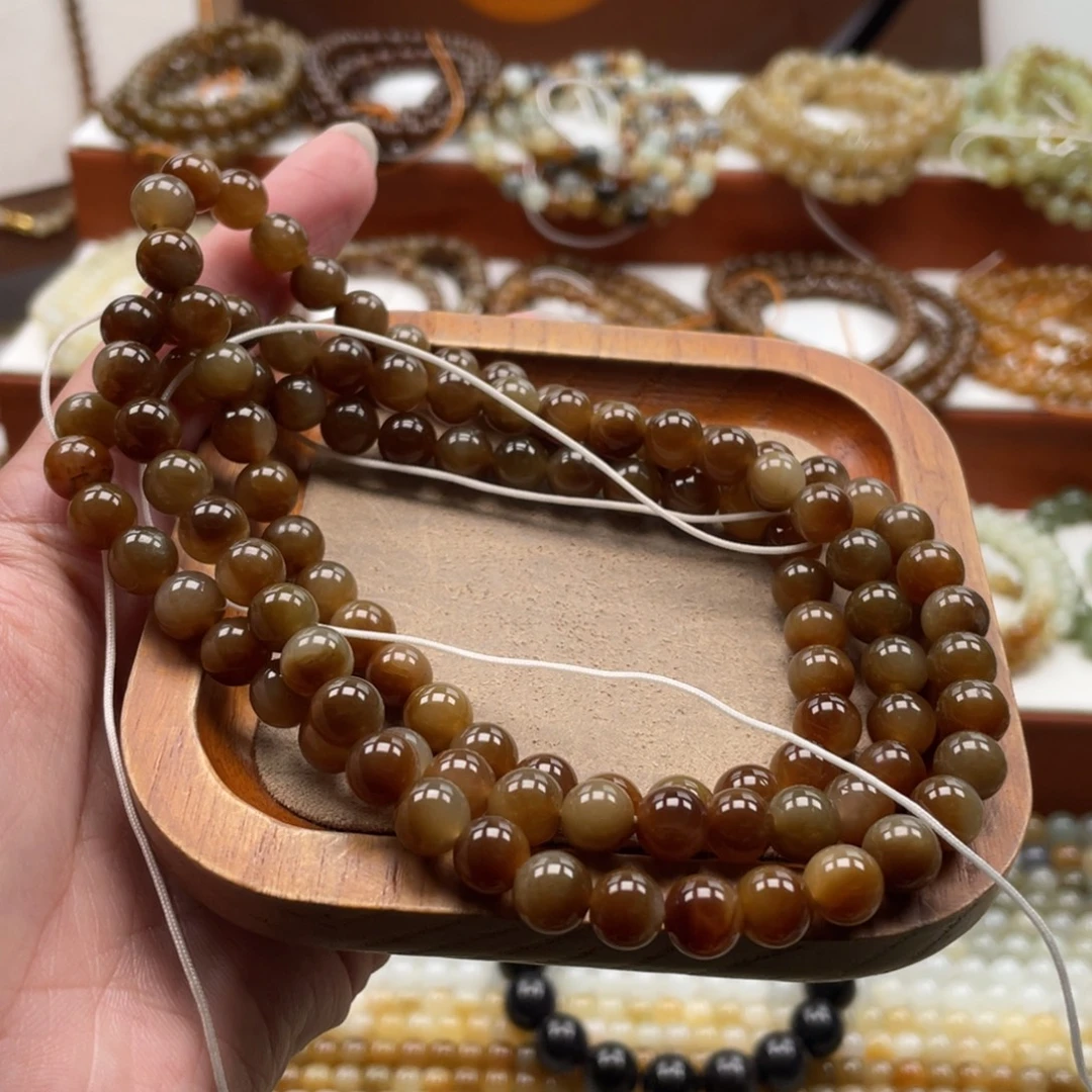 和田玉未镶嵌毛衣链珠串8mm