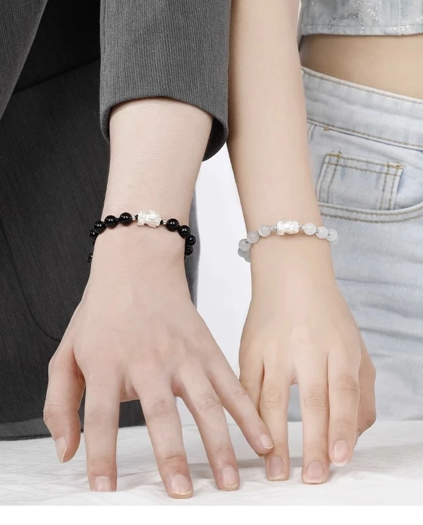 足银手链 貔貅宝宝足银999情侣手链纯银手串小众简约送男女友礼物