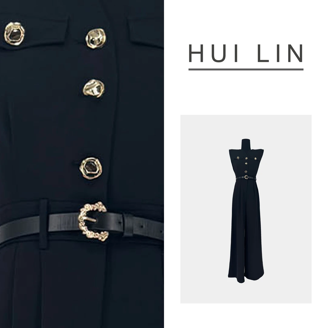 【夏季新款】时尚气质高级咖色收腰直筒连体裤【25578】