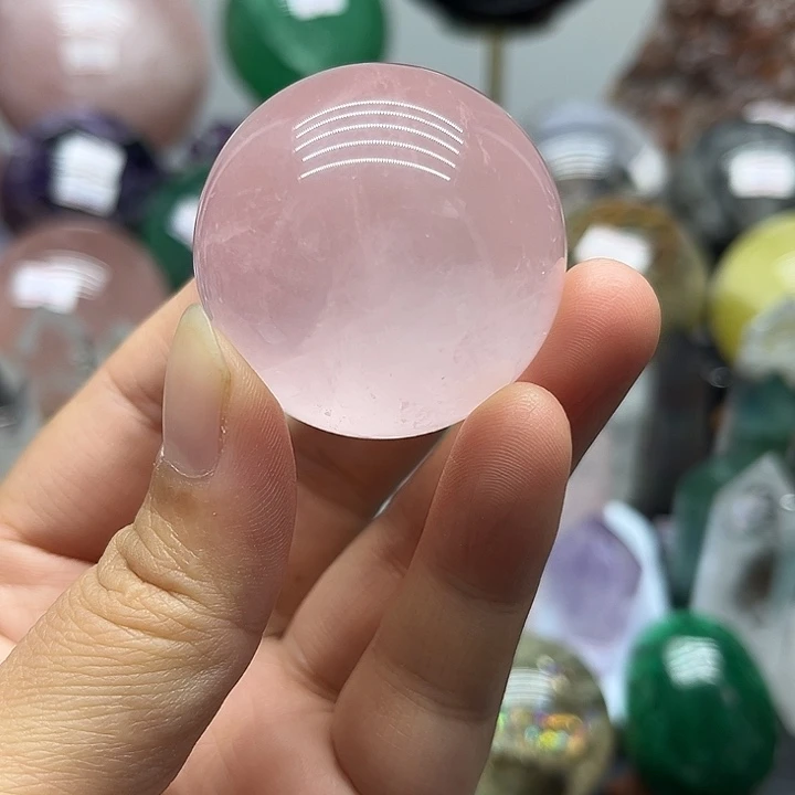 水晶珠宝半成品未镶嵌95克粉水晶球