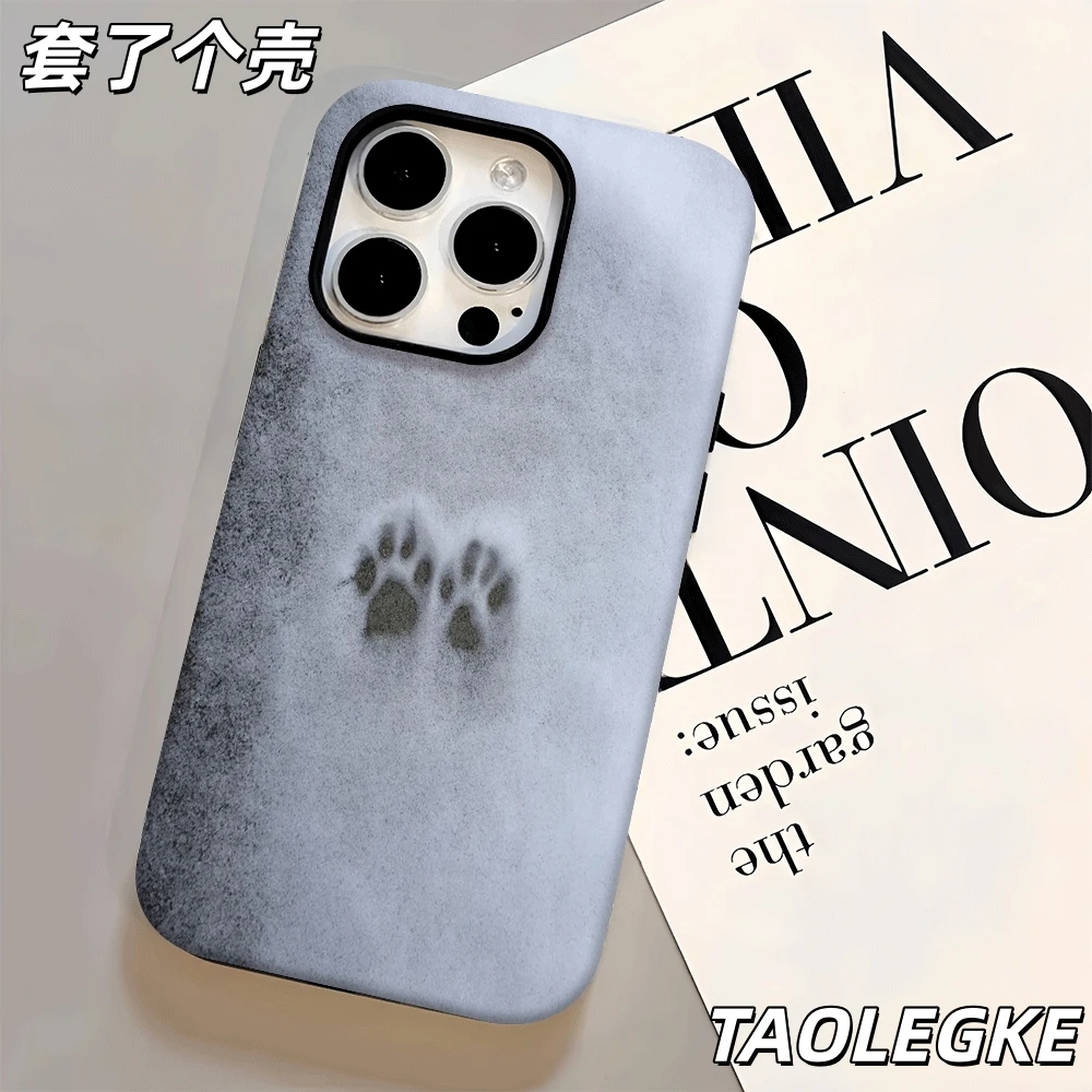 猫抓印简约可爱小众手机壳适用于苹果17多种型号个性创意保护套