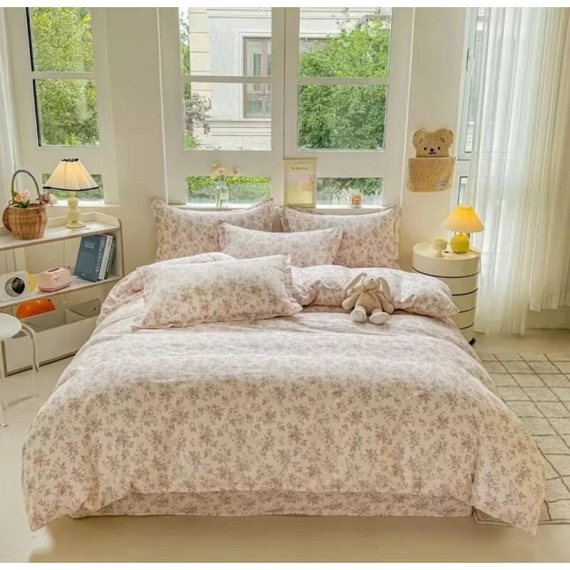 （花研）新款美式小碎花床单+枕套三件套