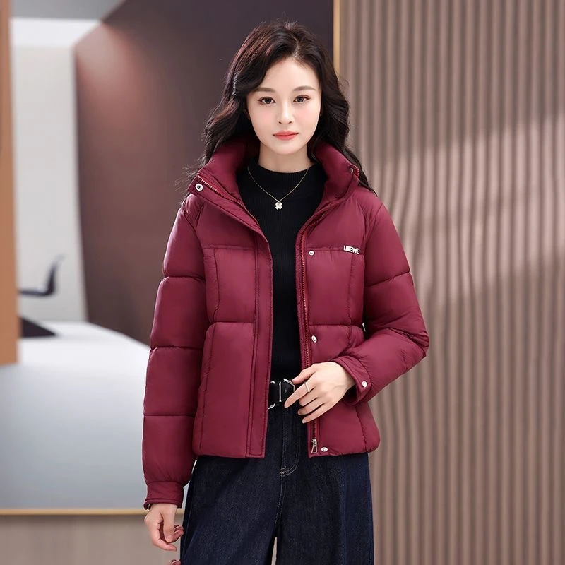 欧货短款棉服女冬季新款韩系美拉德安哥拉红保暖加厚棉衣外套