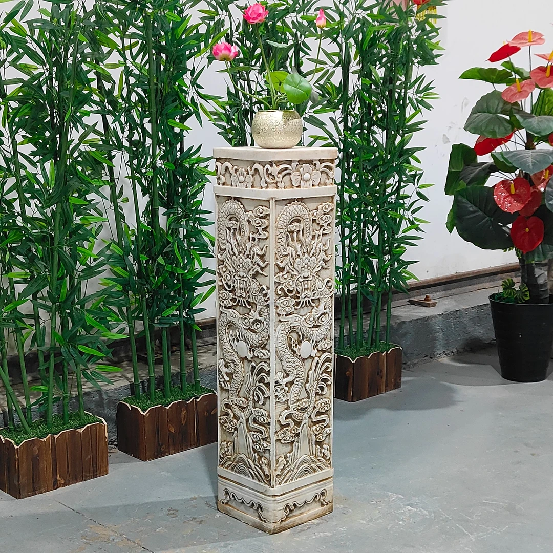 【聚达精品】汉白玉复古祥云龙柱，庭院装饰摆件包邮不含卸车和摆放