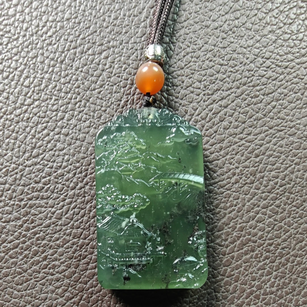 【周总宠粉】天然冰绿水墨山水牌