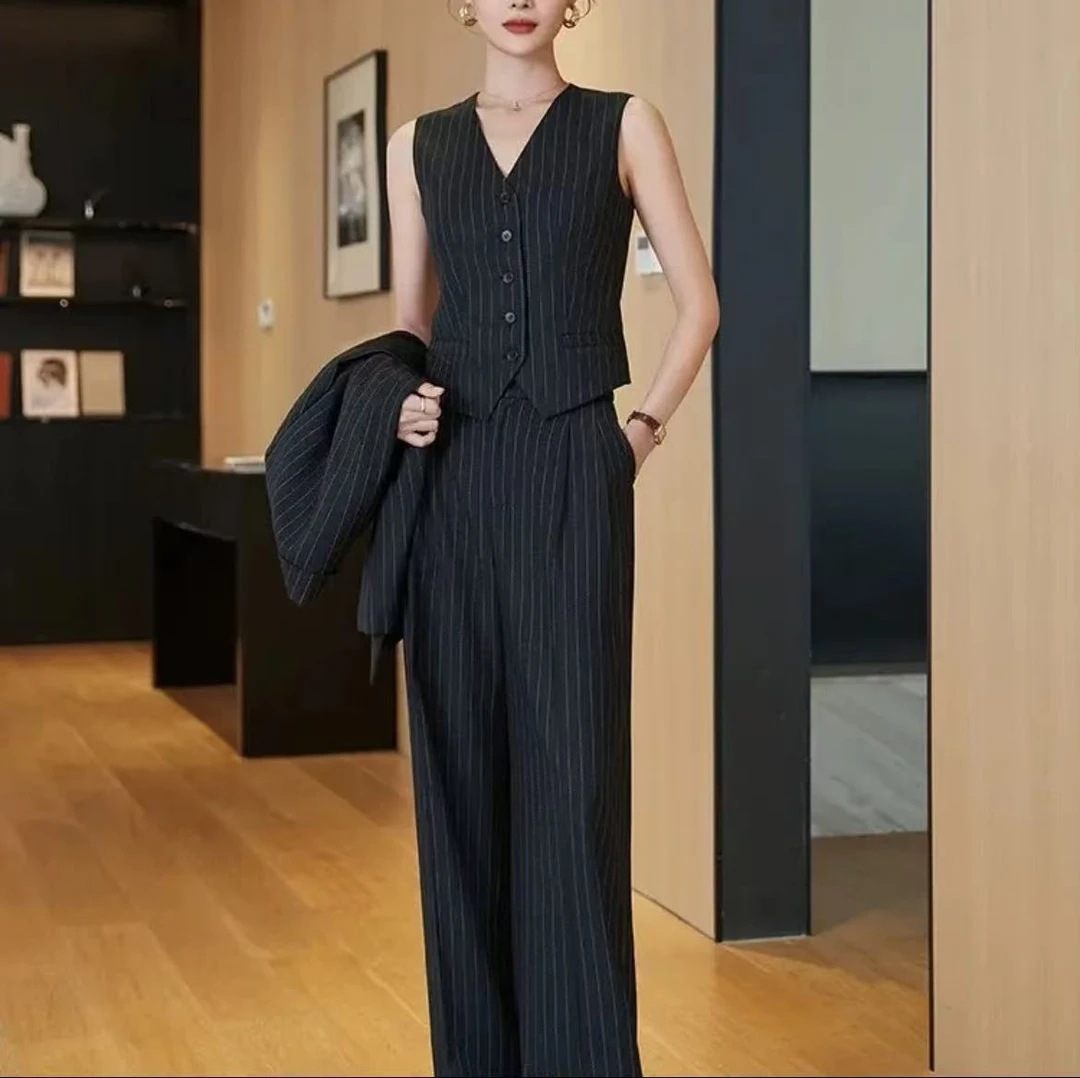 【PT011】气质通勤时尚套装上衣女装显瘦高腰针织气质长裤