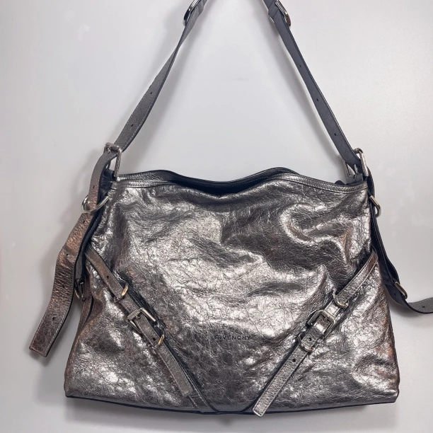 95新 Givenchy/纪梵希 复燃精选/银色中号voyou单肩包