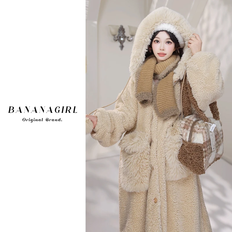 Bananagirl【冬阳】睡衣女秋冬连帽中长款睡袍保暖加厚加绒可外穿